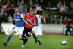 Esbjergs Martin Vingaard (i midten) kan få debut på fodboldlandsholdet mod Holland eller Polen. 