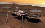 Phenix-sonden i færd med at grave. Modelfoto fra Nasa. 