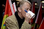 Villy Søvndal blev grebet af stemningen, da han lovede en storstilet demonstration. - Arkivfoto. 
