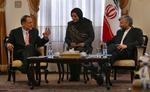EU's udenrigspolitiske chef, Javier Solana, under mødet i dag med Irans topforhandler omkring atomspørgsmål, Saeed Jalili. 