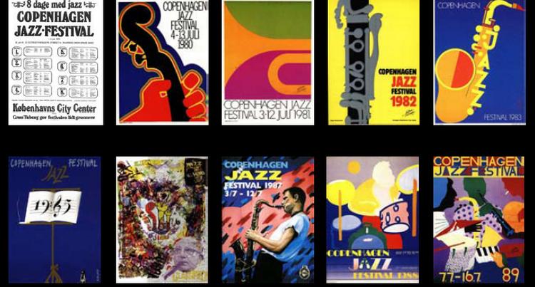 Per Kirkeby og Kasper Eistrup er nogle af kunstnerne bag de plakater, der kan ses i Forhallen under Copenhagen Jazz Festival. 