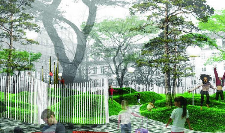 Meningen med fornyelsen er at gøre byrummene  tilgængelige og indbydende, så folk slår sig ned og bliver hængende. Illustration: Polyform og Karres en Brands Landschapsarchitecten. 