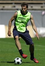 Johan Elmander under træning før EM. Arkivfoto. 