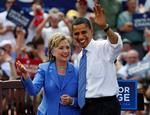 Hillary Clinton stillede op til et valgmøde for Barack Obama i byen Unity, hvor den tidligere førstedame opfordrede sine tilhængere til at støtte Obama. 