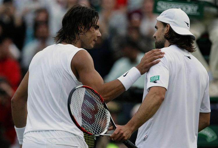 Rafael Nadal (tv) vandt klart over tyske Nicolas Kiefer. 