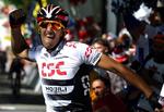 Fabian Cancellara stryger først over målstregen i den sidste etape af Schweiz Rundt. 