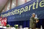 Fremskridtspartiets formand, Ove Jensen, kalder Glistrup for en »historisk personlighed«. Arkivfoto. 