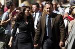Tom Hanks og den israelske skuespiller Ayelet Zurer under optagelserne af 'Engle og Dæmoner' i Rom. 