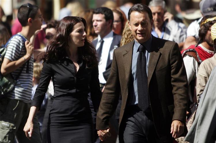 Tom Hanks og den israelske skuespiller Ayelet Zurer under optagelserne af 'Engle og Dæmoner' i Rom. 