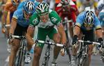 Thor Hushovd (i grønt) har allerede  vundet en etape i årets Tour. 