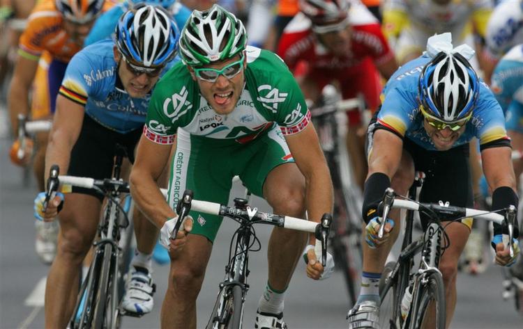 Thor Hushovd (i grønt) har allerede  vundet en etape i årets Tour. 