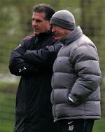 Carlos Queiroz (tv) sammen med Alex Ferguson, som han har arbejdet sammen med af to omgange i Manchester United. 