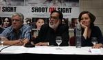 Præsentation af filmen Shoot on Sight. Fra venstre Om Puri, som spiller en radikal imam, i midten instruktør Jagmohan Mundhra og til højre skuespillerinden Greta Scacchi. 