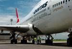 Det australske passagerfly af typen Boeing 747-400 i Manilas lufthavn. 