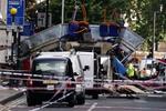 en ødelagt bus umiddelbart efter eksplosionen 7. juli 2005. 
