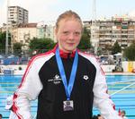 Pernille Larsen vandt sølv i 100 meter rygcrawl ved junior-EM i Beograd. Foto: svoem.dk 