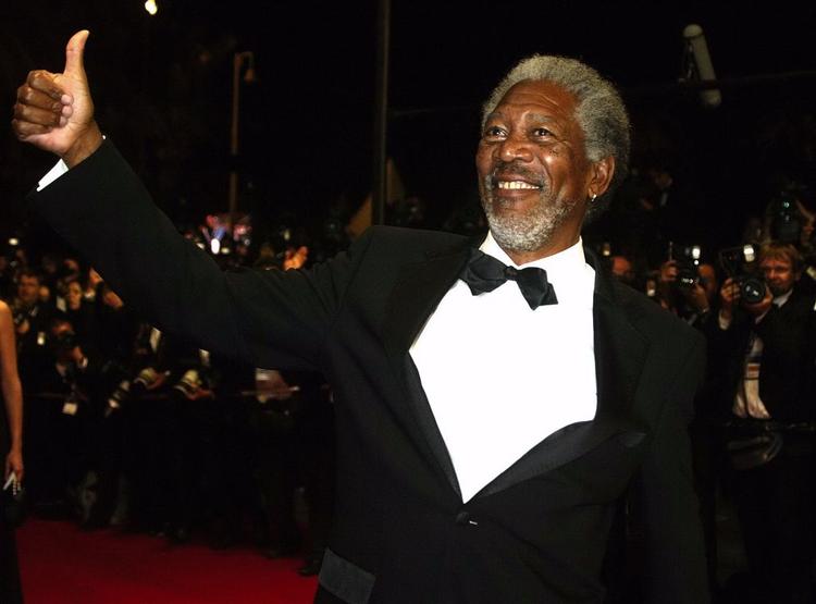 Morgan Freeman var glad ved Cannes film festival 2005. I dag er han indlagt efter en bilulykke. (Arkivfoto) 