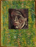 En fotomontage lavet af Delft University of Technology i Holland. Viser det gemte portræt under Vincent van Goghs maleri 'Patch of Grass'. 