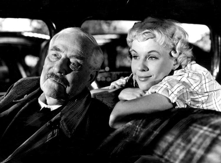 Smultronstället. Sådan hedder filmen med Victor Sjöström og Bibi Andersson på svensk. På dansk har den titlen 'Ved vejs ende', men hvad hedder instruktøren? Foto fra filmen. 