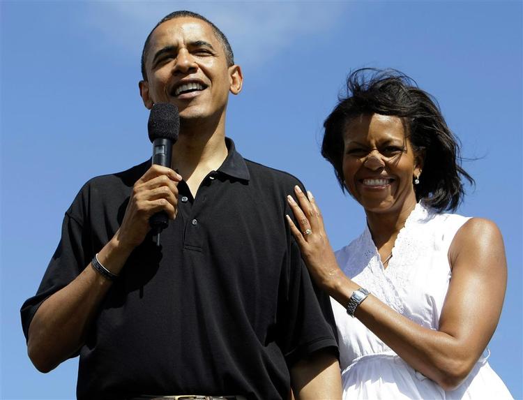 Barack Obama med sin hustru Michelle. 