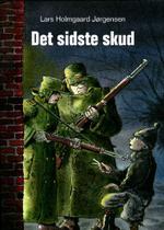 HALT! 'Det sidste skud' kunne godt have fortjent nogle illustrationer, kun forsiden har en tegning (af Jon Ranheimsæter), hvor to vagtposter beskytter lærer Hansens kartoffelkælder. Illustration for bogen 