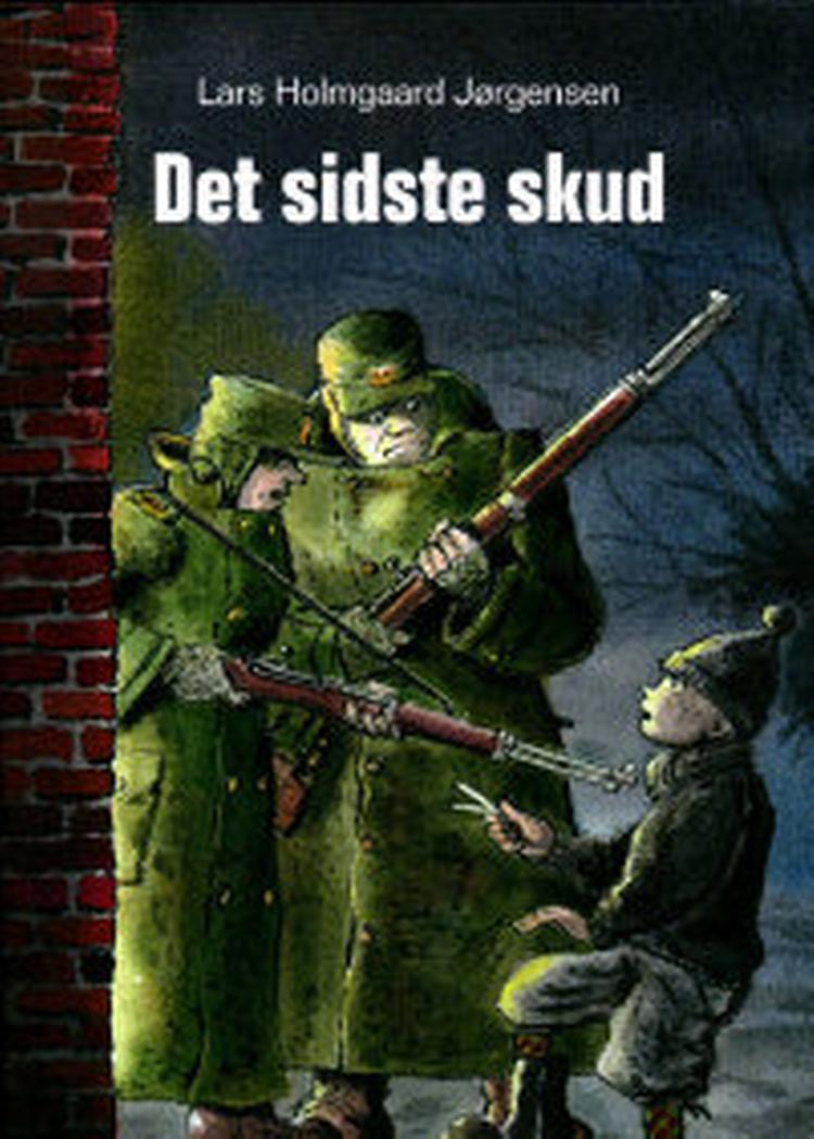 HALT! 'Det sidste skud' kunne godt have fortjent nogle illustrationer, kun forsiden har en tegning (af Jon Ranheimsæter), hvor to vagtposter beskytter lærer Hansens kartoffelkælder. Illustration for bogen 