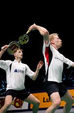 Lars Paaske og Jonas Rasmussen kommer nu til at spille om medaljer efter sejren i kvarfinalen. Arkivfoto. 