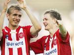 Thomas Augustinussen og Michael Jakobsen kan glæde sig over en klar sejr over bosniske FK Modrica. Jakobsen scorede målet til 2-0. Arkivfoto. 