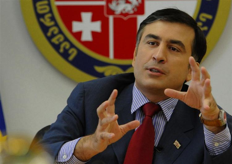 Georgiens præsident, Mikhail Saakasjvili, taler til et møde i Tbilisi. Arkivfoto. 