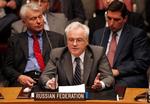 Ruslands FN-ambassadør, Vitaly Churkin, taler ved et møde i Sikkerhedsrådet i FN i New York. 