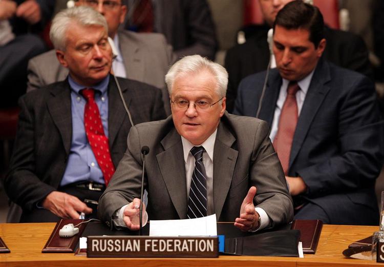 Ruslands FN-ambassadør, Vitaly Churkin, taler ved et møde i Sikkerhedsrådet i FN i New York. 