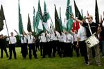 Danske nazister ved mindemarch for Rudolf Hess i Kolding sidste år. Demonstrationen udviklede sig til uroligheder mellem nazister og autonome. 