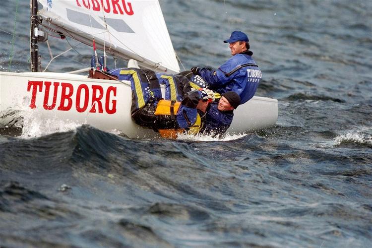 Stig Westergaard og hans soling-mandskab under en konkurrence. Arkivfoto 