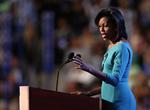 Michelle Obama på talerstolen i Denver. Hun slog stærkt på de familiære værdier i landet. 