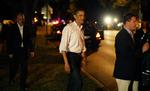 Barack Obama i Kansas City, hvor han overværede sin kone, Michelle Obamas, tale på Det Demokratiske Partis konvent. 