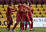 Martin Bernburg scoredes FC Nordsjællands to mål mod skotske Queen of South. Billedet er fra forårets kamp mod AGF, hvor han også scorede og nordsjællænderne vandt. 
