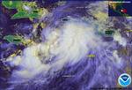 Satellitfoto fra sent onsdag viser den tropiske storm Gustavs kurs. 