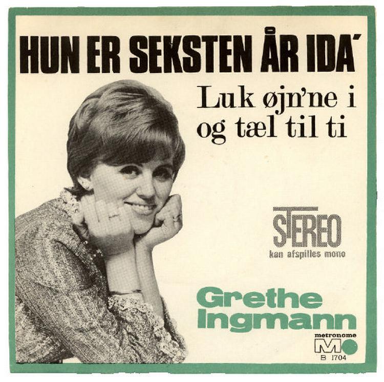 Grethe Ingmann med 'Hun er seksten år i dag' var nr. 1 på Dansktoppen i slutningen af 1968. Musikken var amerikansk og teksten kalkeret fra svensk. 