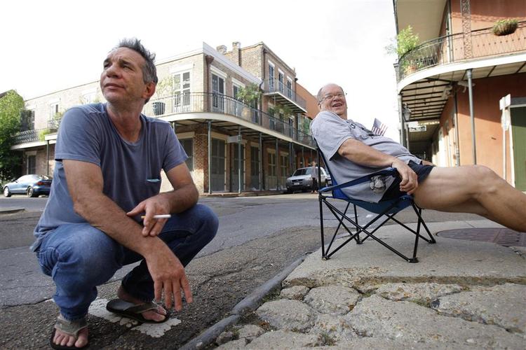 Jack Jones (tv.) og Ott Howel vil blive i New Orleans under orkanen. 