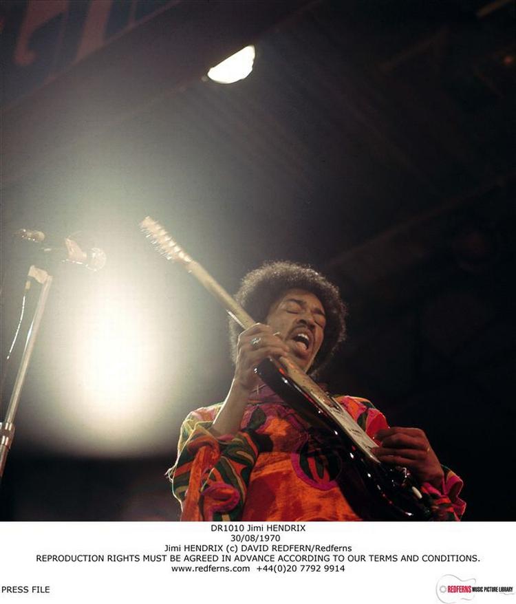 Jimi Hendrix på scenen i 1969. 