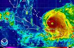 Et billede af orkanen over Turks og Caicos taget af en  amerikansk meteorologisk satellit. 