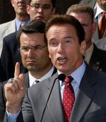 Arnold Schwarzenegger afviser, at han nogensinde bliver medlem af det Demokratiske parti. Arkivfoto. 