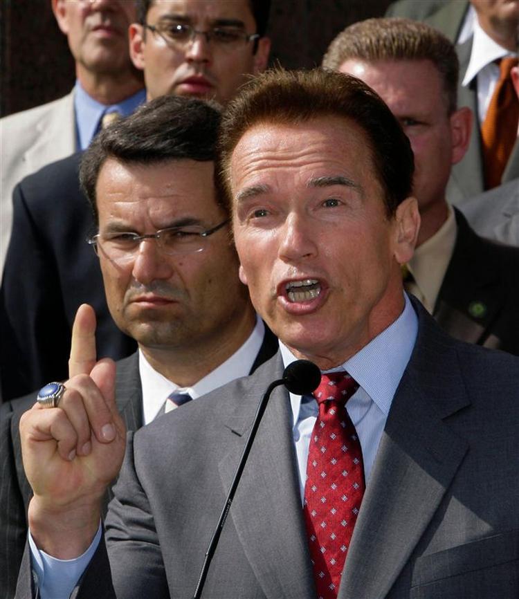 Arnold Schwarzenegger afviser, at han nogensinde bliver medlem af det Demokratiske parti. Arkivfoto. 