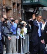 Barack Obama ankommer til optagelserne af talkshowet 'Late Show With David Letterman' i New York. 