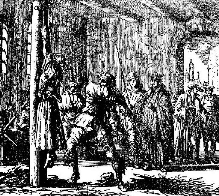 Anna Göldi blev henrettet i 1782 som den sidste af mellem 30.000 og 60.000 kvinder i det vestlige Europa. Efter at hun flere gange havde været pint og plaget. Først for at få en tilståelse, senere fordi hun trak tilståelsen tilbage. Samtidigt kobberstik 