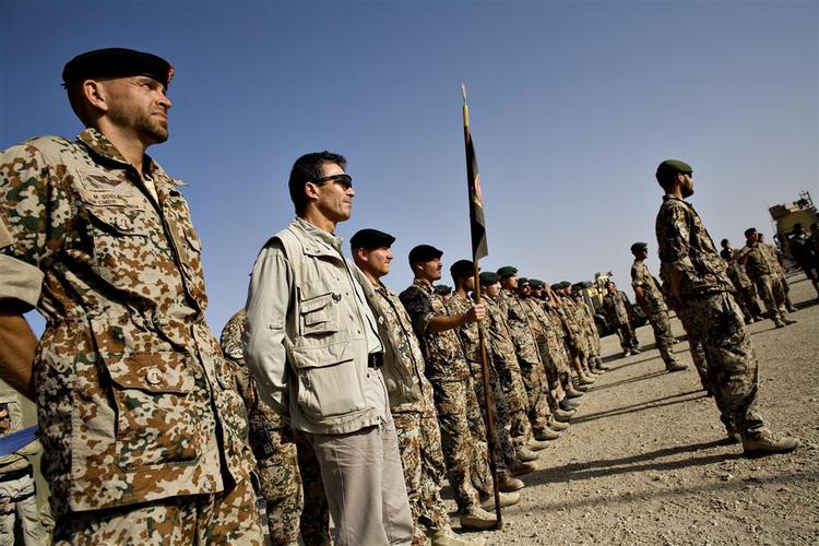 Danish servicemen's union calling for more wages and danger money for soldiers in Afghanistan. Photo shows PM Anders Fogh Rasmussen during a recent visit to Camp Bastion in Afghanistan. 