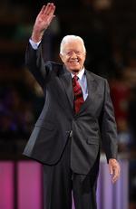 Jimmy Carter ses her ved demokraternes konvent i sidste måned. 