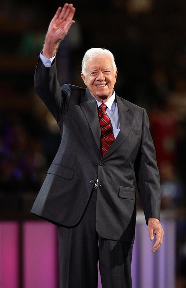 Jimmy Carter ses her ved demokraternes konvent i sidste måned. 