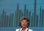 Telekommissær Viviane Reding, da hun gjorde det klart, at teleselskaberne skal nedsætte prisen på sms over grænserne og stoppe med at opkræve penge per påbegyndt minuts taletid af deres kunder. 