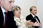 Immigration Minister Birthe Rønn Hornbech (Lib.) flanked by the Danish People's Party. Bad news, and good news. 